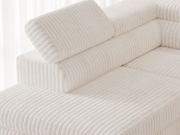 Wohnlandschaft mit Schlaffunktion und Bettkasten Argon Creme