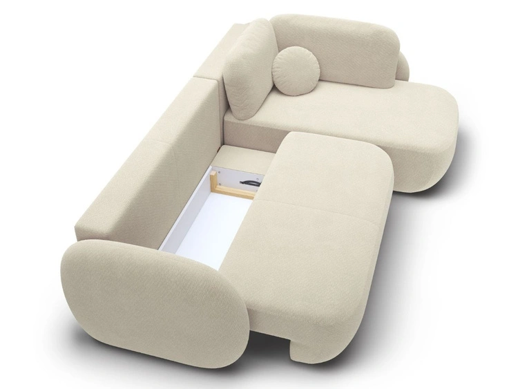 Ecksofa mit Schlaffunktion und Bettkasten Rechts Carino Beige