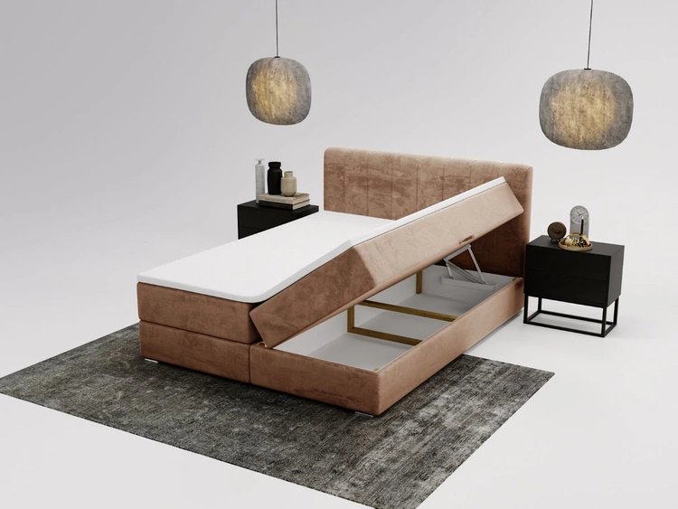 Boxspringbett mit Bettkasten 160x200 Forte Beige