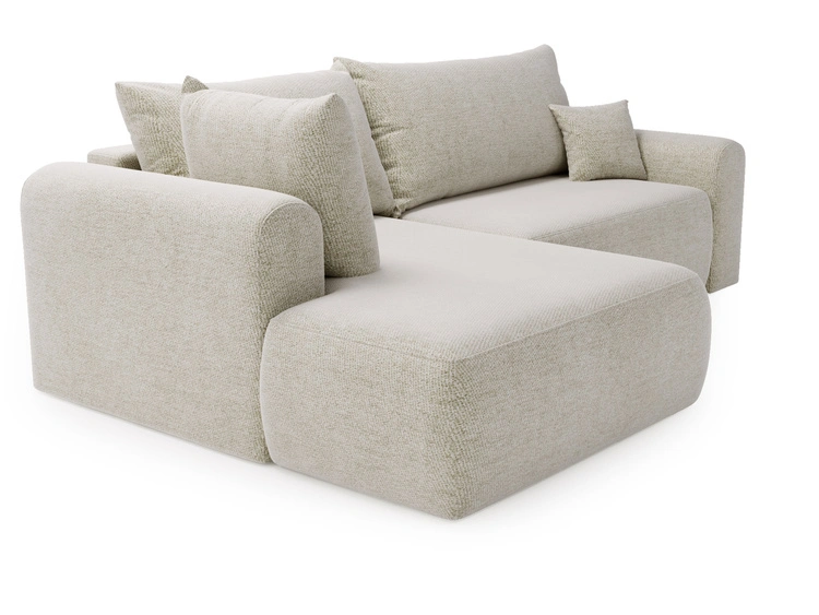 Ecksofa L-Form mit Schlaffunktion und Bettkasten Savana Bis Hellbeige