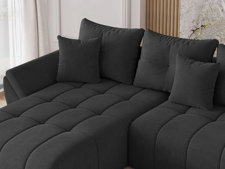 Wohnlandschaft mit Schlaffunktion und Bettkasten Decor U Anthrazit