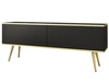 TV-Lowboard mit Türen 135 cm Diolo Schwarz mit glatter Front auf goldenen Beinen 