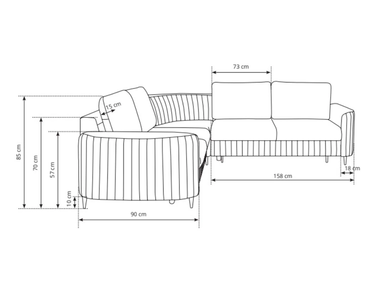 Ecksofa L-Form Rechts mit Schlaffunktion und Bettkasten Limon Creme