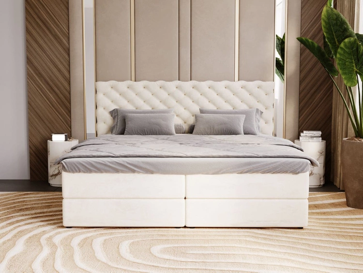 Boxspringbett mit Bettkasten 160x200 Bergamo Beige