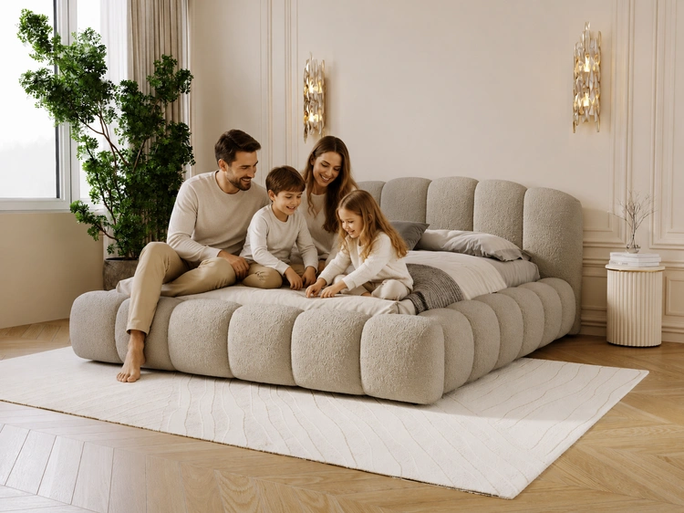 Polsterbett mit Stauraum und Lattenrost 160x200 Cloud Soft Beige
