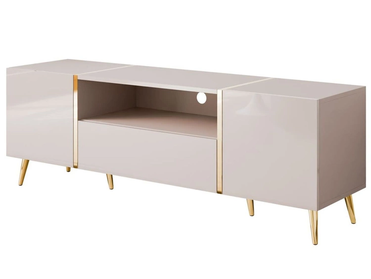 TV-Schrank im Glamour-Stil mit Schränken und Schublade Lunelie Kaschmir Hochglanz