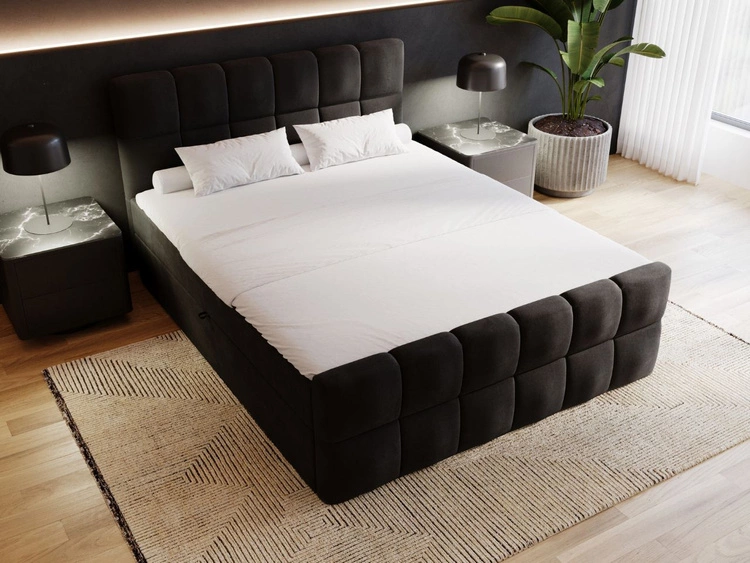 Boxspringbett mit Bettkasten 140x200 Alicante Schwarz