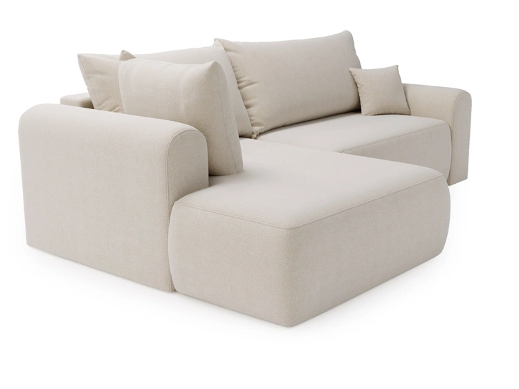 Ecksofa L-Form mit Schlaffunktion und Bettkasten Savana Bis Hellbeige