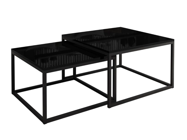 Couchtisch auf schwarzem Gestell Asumi Schwarz Hochglanz 40x46