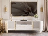 Wohnzimmer-Set mit goldenen Metallbeinen im Glamour-Stil Lunelie Weiß Hochglanz