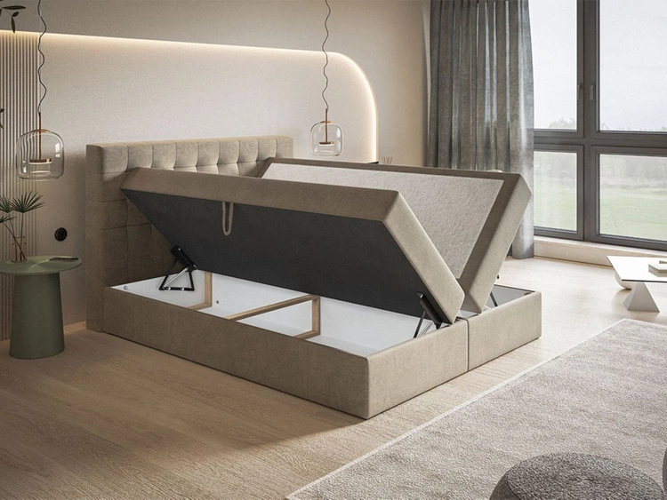 Boxspringbett mit Bettkasten 140x200 Denza Beige