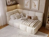 Gepolstertes Jugend-Einzelbett mit Bettkasten und Holzrost 90x200 Modo One Rechts Beige