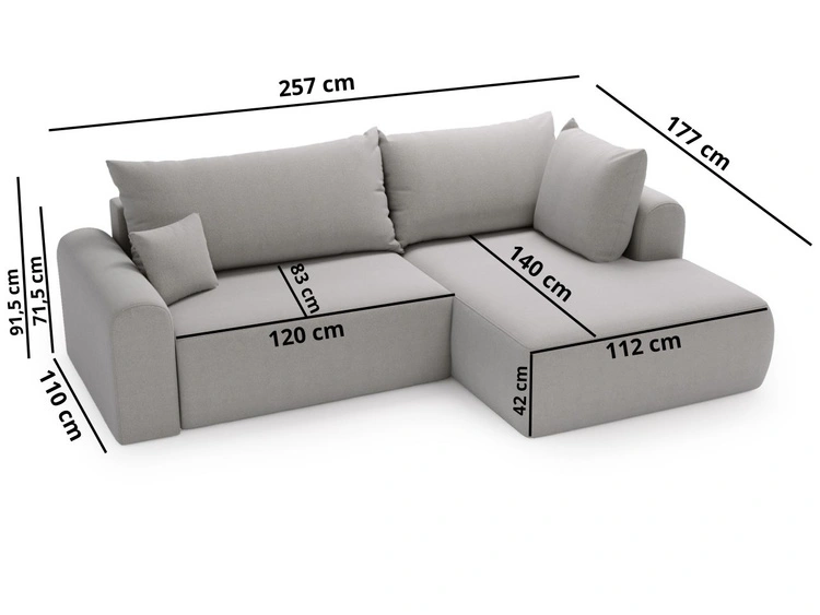Ecksofa L-Form mit Schlaffunktion und Bettkasten Savana Bis Braun