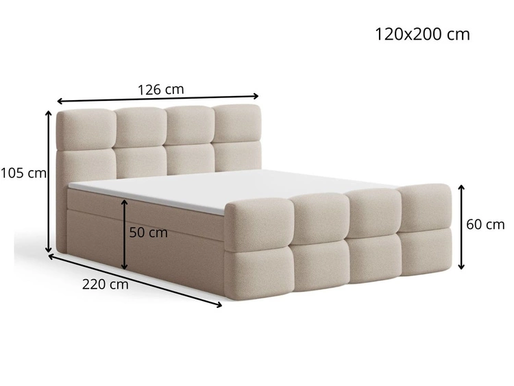 Boxspringbett mit Bettkasten 120x200 Rivon Schwarz