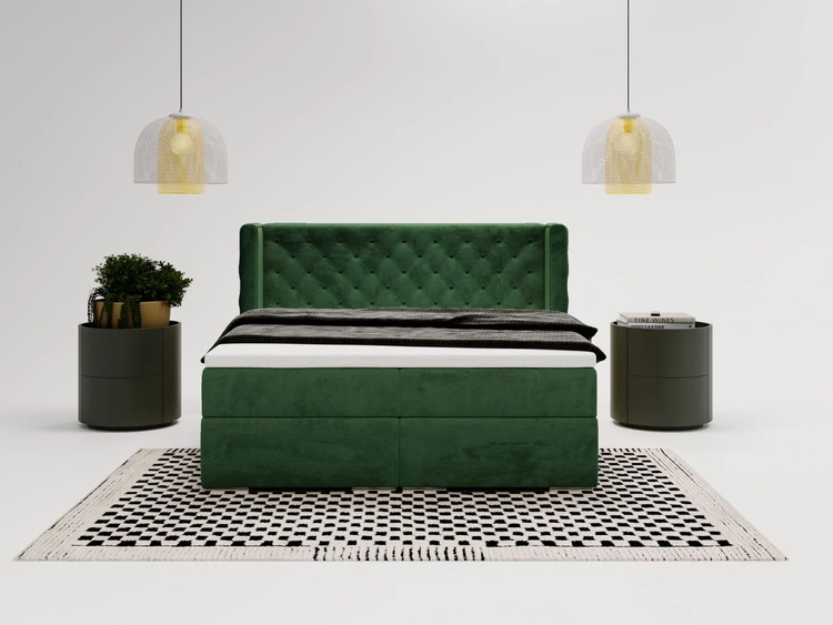 Boxspringbett mit Bettkasten 160x200 Lion Dunkelgrün
