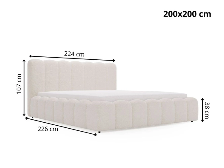 Polsterbett mit Bettkasten und Lattenrost 200x200 Smile Schwarz
