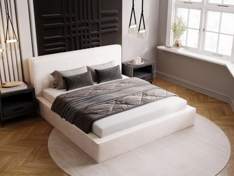 Polsterbett mit Bettkasten und Lattenrost 120x200 Monaco Creme