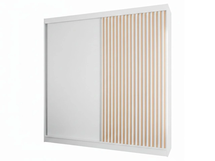 Schiebetürenschrank mit Lamellen 200 cm Loreto Weiß