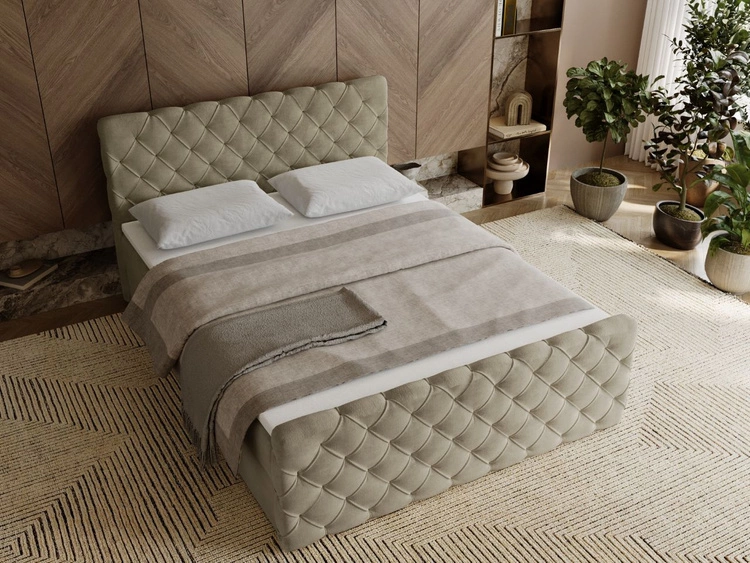 Boxspringbett mit Bettkasten 160x200 Lunaris Hellbraun