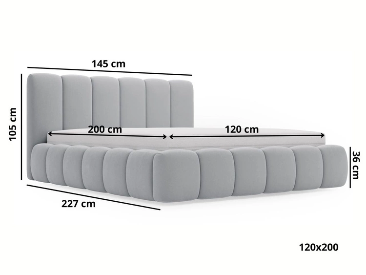 Polsterbett Ohne Bettkasten mit Lattenrost 120x200 Cloud Beige
