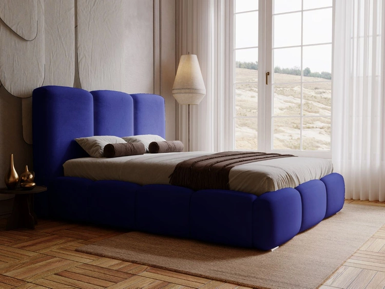 Polsterbett mit Bettkasten und Lattenrost 180x200 Bubble Blau