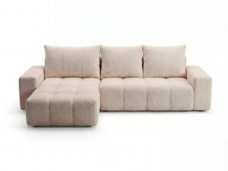 Ecksofa L-Form mit Schlaffunktion und Bettkasten Bresso Beige