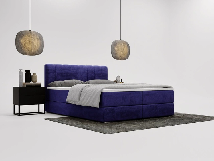 Boxspringbett mit Bettkasten 140x200 Forte Dunkelblau