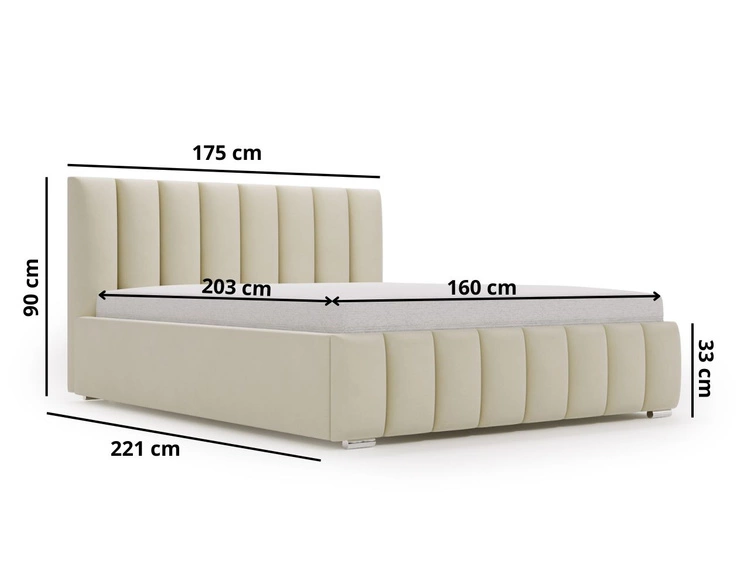 Polsterbett mit Bettkasten und Lattenrost 160x200 Neos Grau