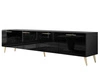 TV-Lowboard mit Türen auf Goldenen Metallbeinen 200 cm Noaé Schwarz Hochglanz