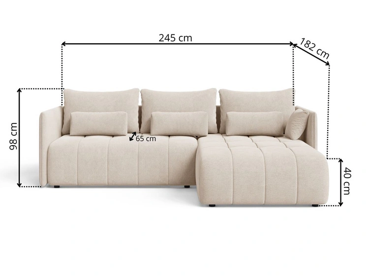 Ecksofa L-Form mit Schlaffunktion und Bettkasten Ardi Grau