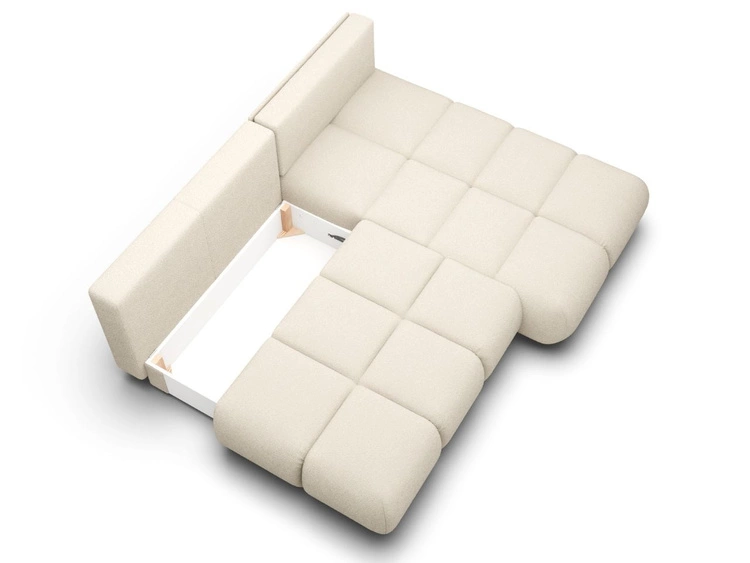 Ecksofa mit Schlaffunktion und Bettkasten Rechts Milet Creme