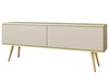 TV-Lowboard mit Türen 135 cm Diolo Beige mit glatter Front auf goldenen Beinen