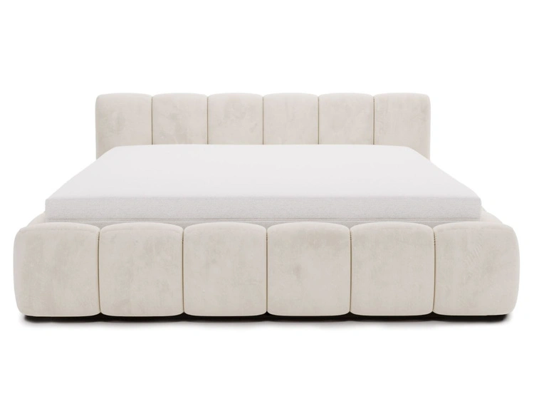 Polsterbett ohne Bettkasten mit Lattenrost 120x200 Cloud Low aus Samtstoff Beige