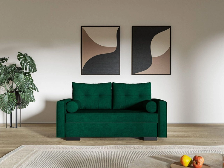 Schlafsofa mit Bettfunktion und Bettkasten Pori Grün