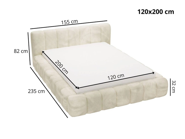 Polsterbett mit Bettkasten und Lattenrost 120x200 Ibiza Schwarz