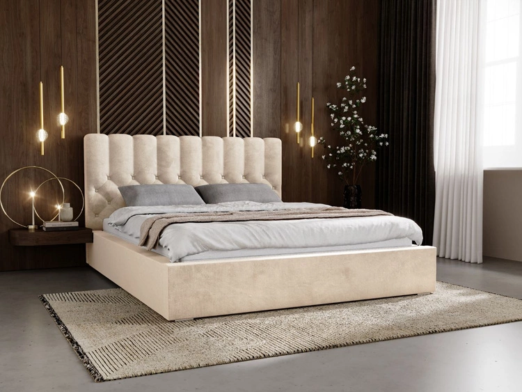 Polsterbett mit Bettkasten und Lattenrost 140x200 Roma Beige