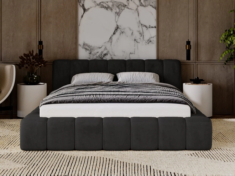 Polsterbett mit Bettkasten und Lattenrost 160x200 Ibiza Schwarz