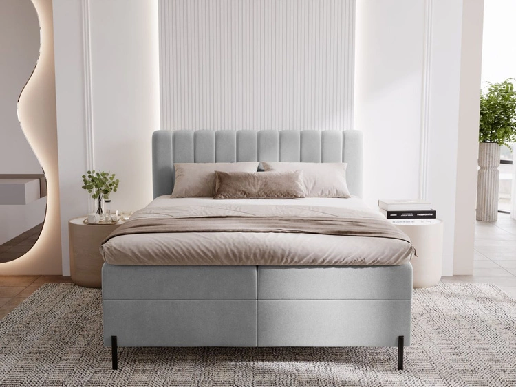Boxspringbett mit Bettkasten 180x200 Primavera Hellgrau