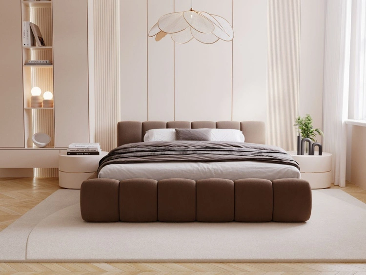 Polsterbett ohne Bettkasten mit Lattenrost 180x200 Cloud Low aus Samtstoff Braun