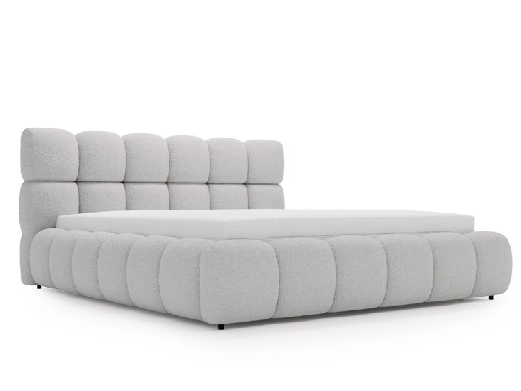 Polsterbett mit Bettkasten und Lattenrost 180x200 Modo aus Bouclé-Stoff Grau