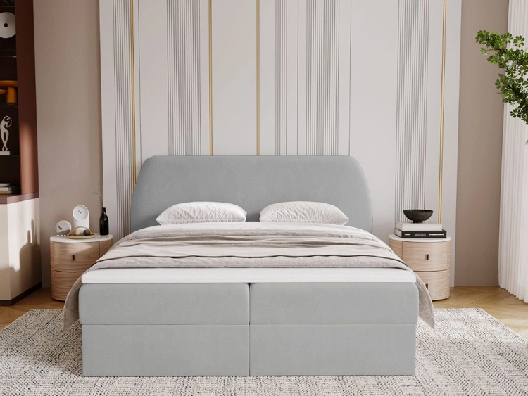 Boxspringbett mit Bettkasten 160x200 Bogota Hellgrau