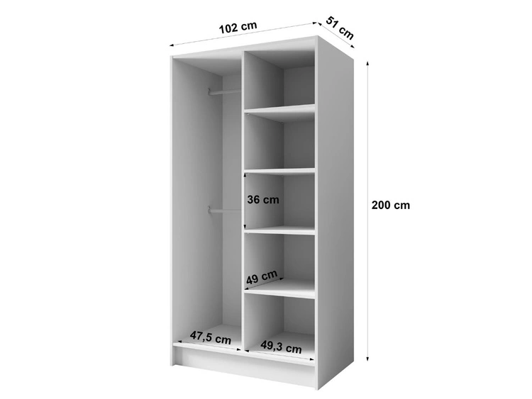 Kleiderschrank 100 cm Perugia Kaschmir mit goldenen Griffen