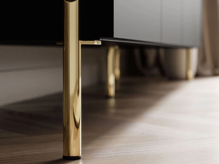 TV-Lowboard im Glamour-Stil mit LED-Beleuchtung Celle, schwarz matt