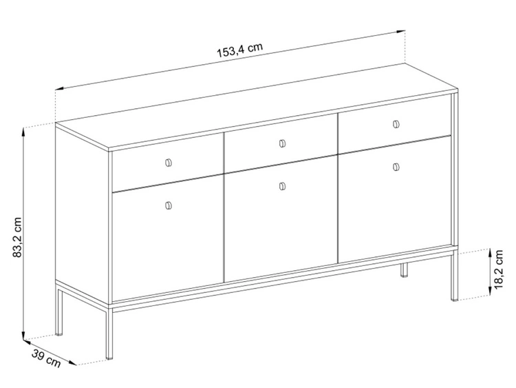 Kommode mit Türen sowie Schubladen mit Golden Metallbeinen 154 cm Amor Marineblau