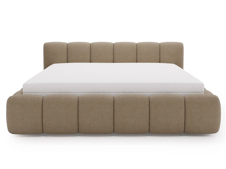 Polsterbett mit Bettkasten und Lattenrost 200x200 Cloud Low Bouclé-Stoff Braun