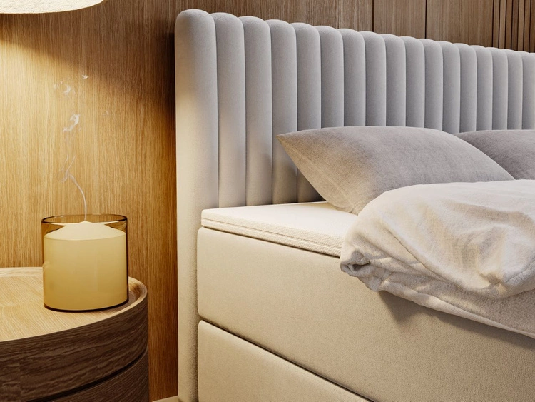 Boxspringbett mit Bettkasten 180x200 Marbella Hellgrau