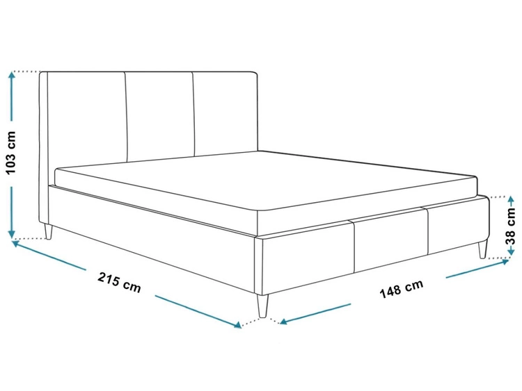 Polsterbett mit Lattenrost 140x200 Trio Dunkelblau