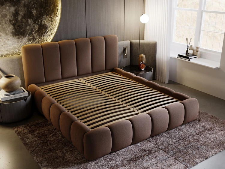 Polsterbett Ohne Bettkasten mit Lattenrost 200x200 Cloud Braun