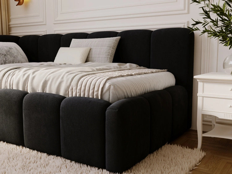 Jugendbett Einzelbett mit Bettkasten und Lattenrost 90x200 Cloud One Schwarz