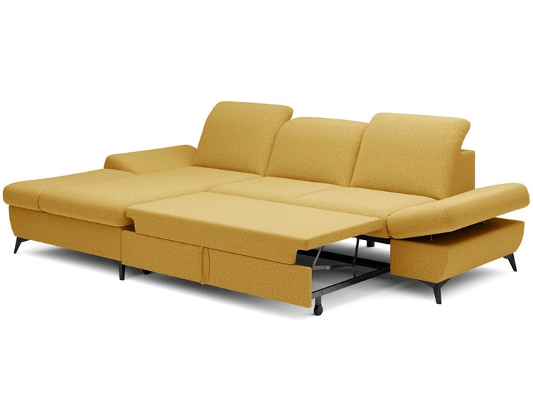 Ecksofa L-Form Links mit Schlaffunktion und Bettkasten Hannover Gelb